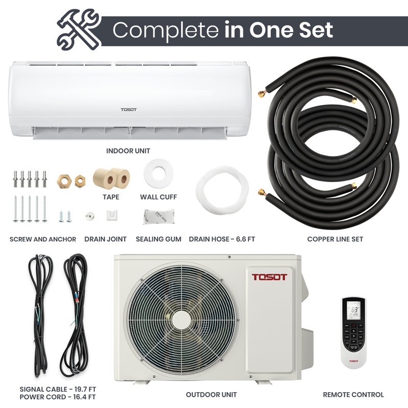 Tosot TOSOT 18,000 BTU Wi-Fi Connected Mini-Split Air Conditioner with Heater, Compatible with Alexa