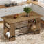 Îlot de cuisine de 63 po, îlot de rangement en bois avec comptoir et étagères, de style campagnard, convenant à la cuisine, au salon et à la salle à manger, brun