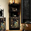 Armoire de coin noire en bois massif