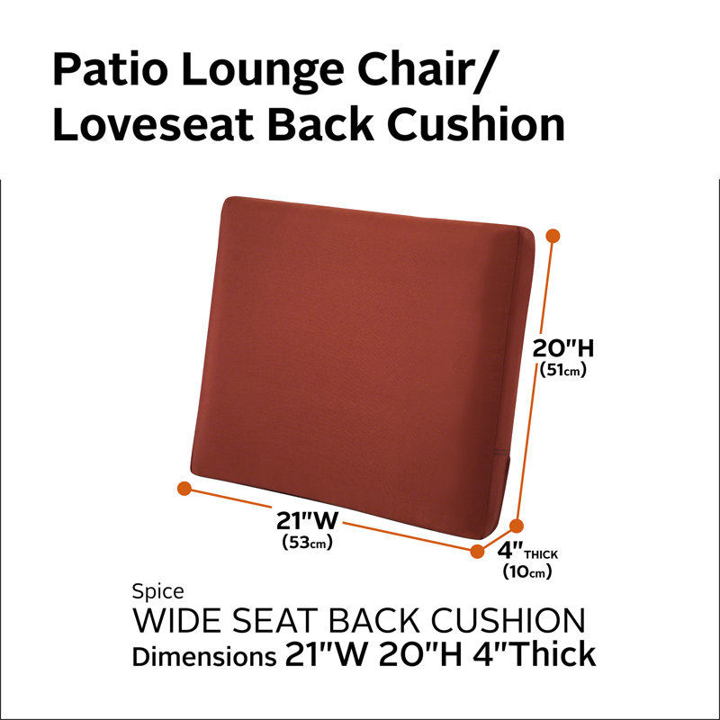 Jaylon Water Resistant and Stain Resistant Outdoor 4 " Lounge Chair and Loveseat Cushion Cover, Spice, 4" H x 21" W x 20" D