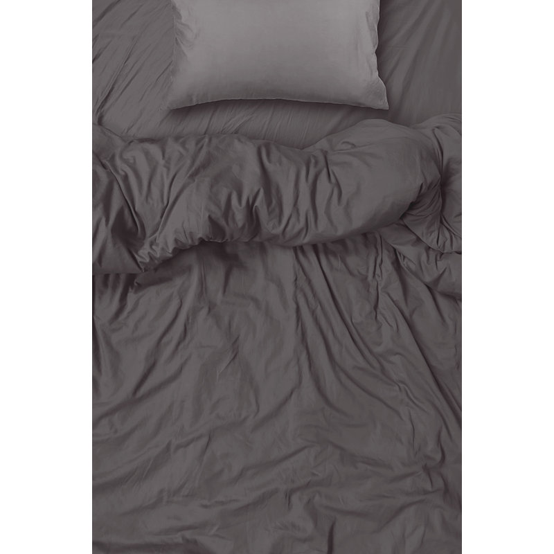  Ensemble de draps en rayonne de bambou Hotel Quality, Simple + 2 taies d'oreiller, Gris foncé