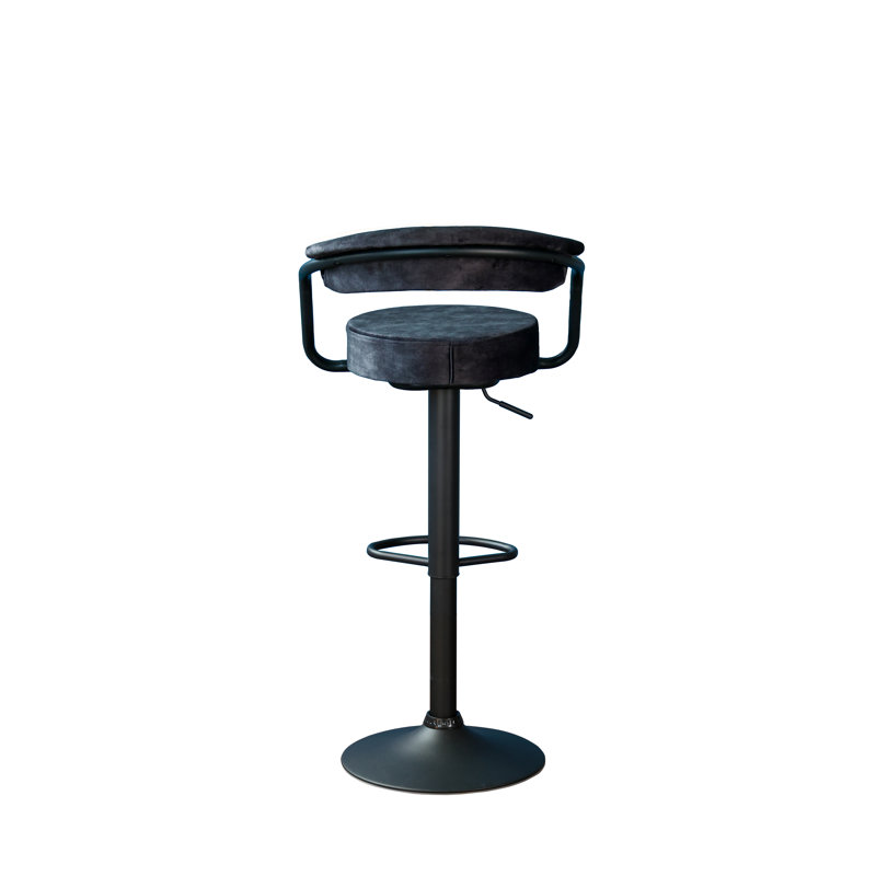 Swivel Upholstered Adjustable Height Counter Stool with Metal Frame, Black