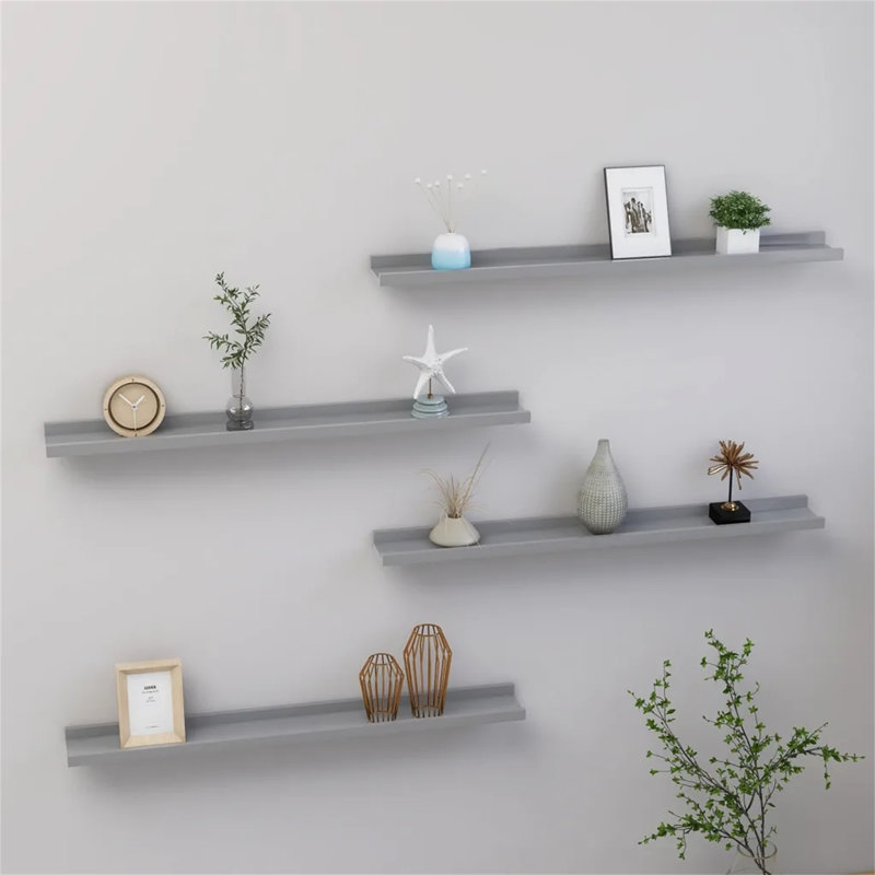 Gracelinn 4 Piece Floating Shelf, 3cm H x 40cm W x 9cm D, Grey
