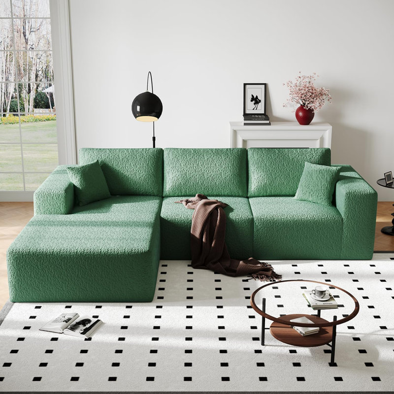 Canapé modulaire 108 po avec méridienne en forme de L 108 po, canapé modulaire moderne avec canapé à assise profonde, sièges en tissu tricoté ultra doux pour le salon, aucun assemblage requis, chaise orientée vers la gauche