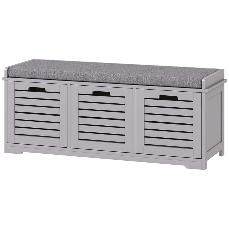 3 Pair Shoe Storage Bench, Grey