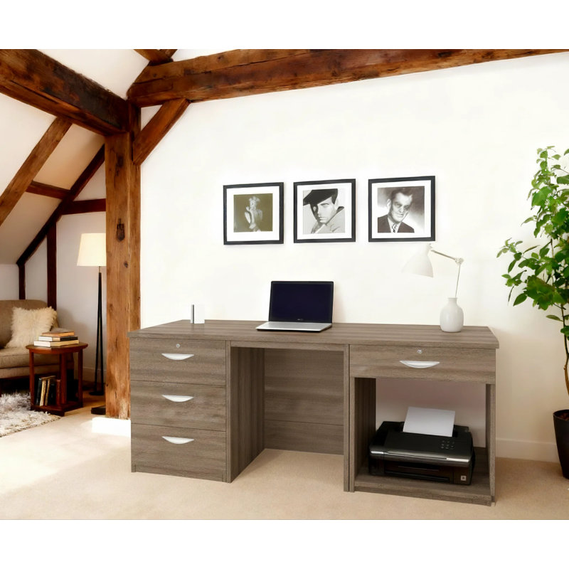 Walshaw Solid Wood Base Writing Desk, Grey Nebraska