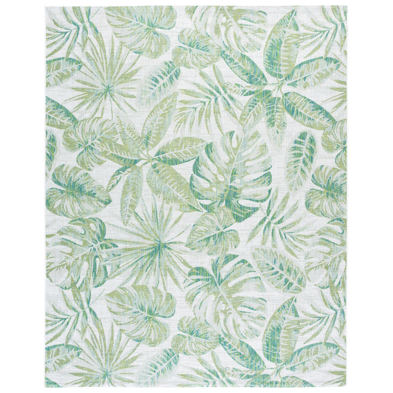 Tapis d'intérieur / extérieur à motif floral Courtyard Performance, Rectangulaire 8 pi x 10 pi