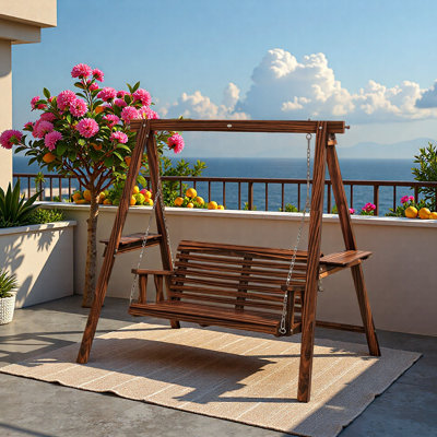 Balancelle d'extérieur 2 places avec support et tables d'appoint pour le jardin