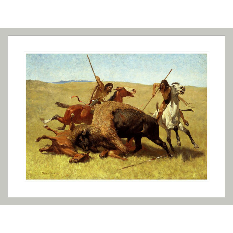 «The Buffalo Hunt» par Frederic Remington, impression giclée sur cadre, H 22,46 po x l 29,5 po