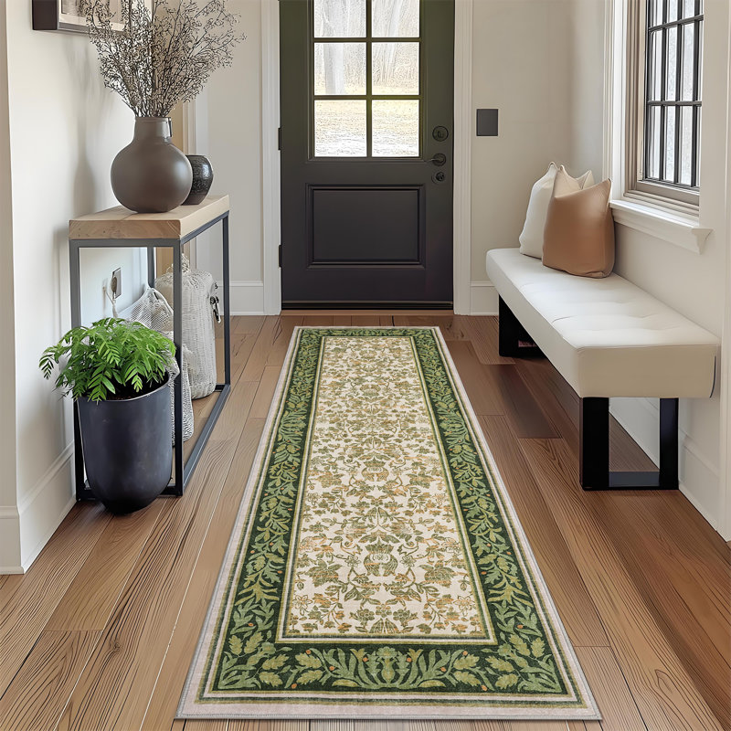 Tapis lavable à motif floral rétro pour le salon, Rose, Rectangulaire 8 pi x 10 pi