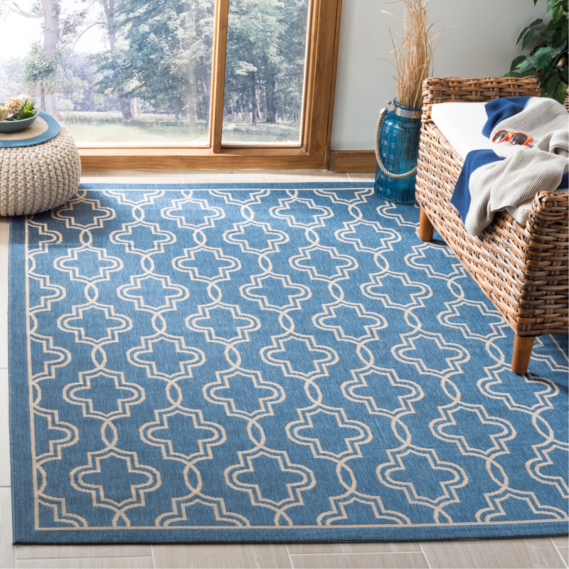 Tapis d'intérieur / extérieur à motif géométrique Jahliyah Martha Stewart, Rectangle 5 pi 3 po x 7 pi 7 po