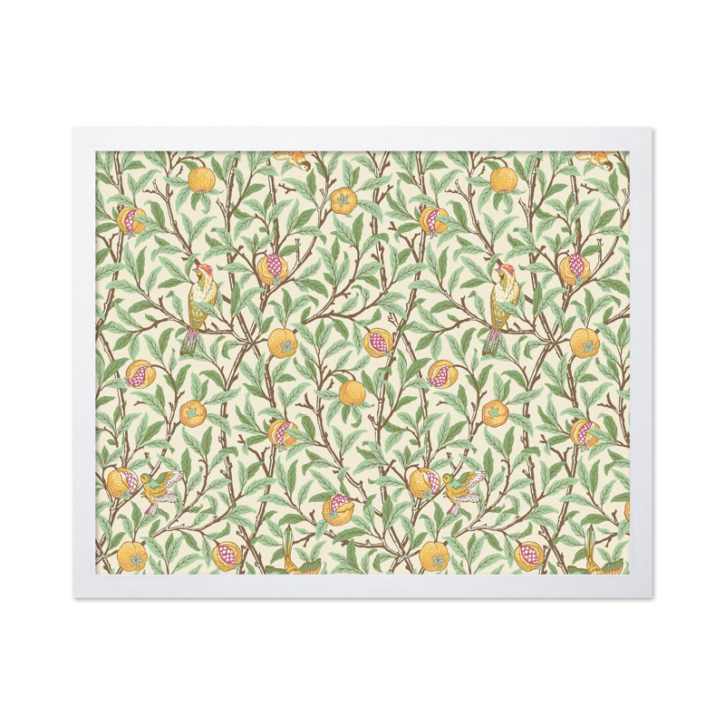 William Morris - Oiseau No2, Poster, White Framed, 16"H x 20"W
