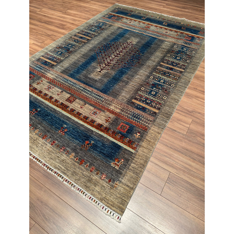 Tapis en laine et coton gris noué à la main Original Original