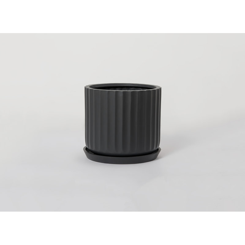 Langport Handmade Pot Planter, Charcoal, 10.25" H x 11.5" W x 11.5" D
