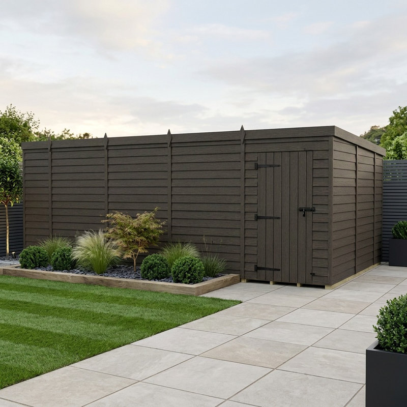 Total Sheds 18ft x 10ft Composite Pent Garden Shed - Single Door - No Windows - EPDM Rubber Roof - UK Manufactured