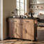 Îlot de cuisine l 44 po avec abattant, armoire à poubelle inclinable, chariot de cuisine roulant, armoire de rangement avec tiroirs, plateau en bois d'hévéa.