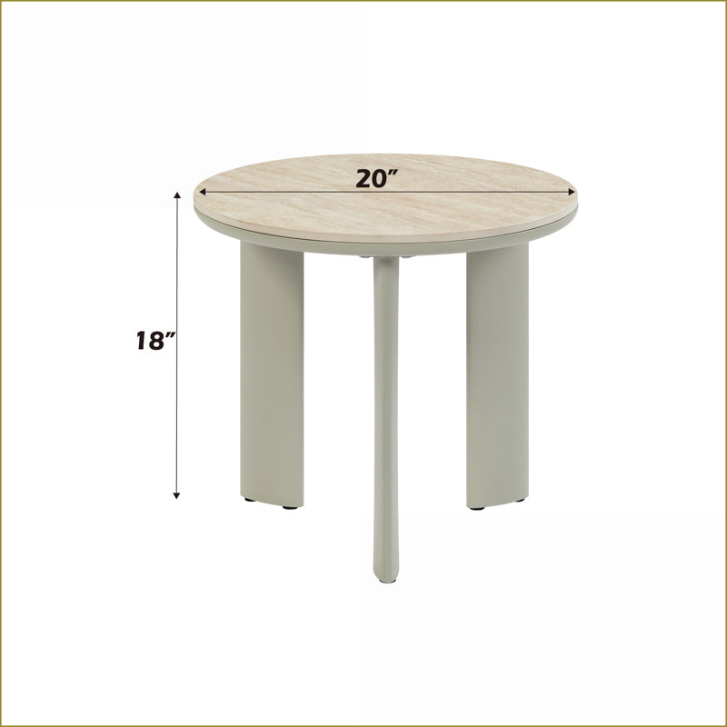 Table basse ronde en céramique gris clair pour le salon, facile à nettoyer et amp; Élégant