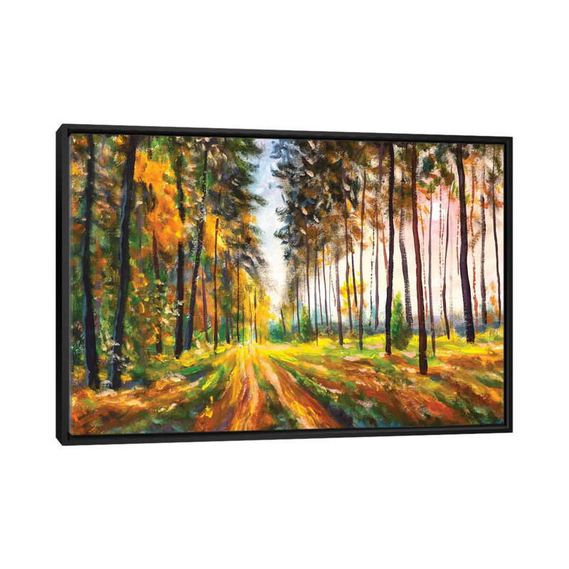 Green And Yellow Leaves On Trees In Woodland by Valery Rybakow - Painting on Canvas, 66.04 cm H x 45.72 cm W