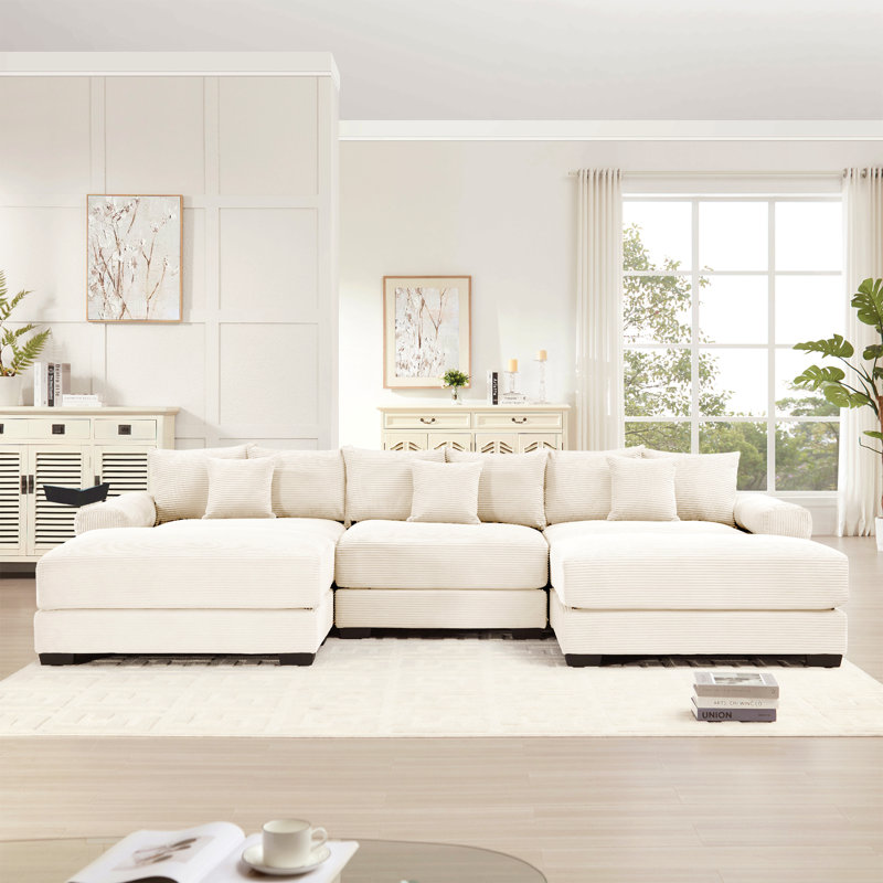 Canapé modulaire surdimensionné 130 po Cloud, Velours côtelé beige