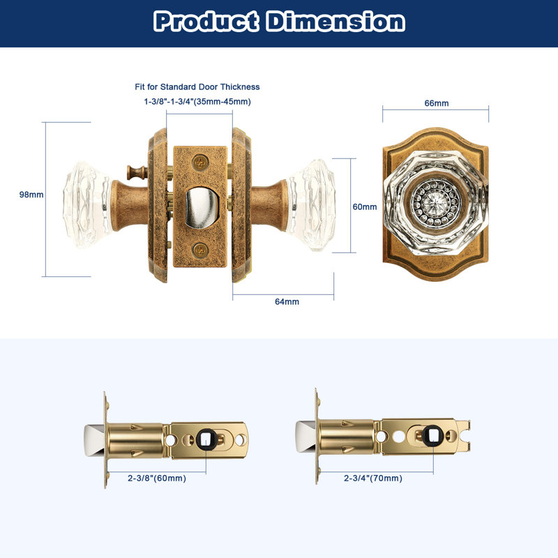 Crystal Privacy Door Knobs, Antique Bronze, Privacy (Bed & Bath)