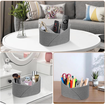 Support de télécommande pour téléviseur en cuir de polyuréthane, support à stylo / tasse, organisateur de fournitures d'art | Table de chevet Table de chevet Boîte de rangement pour DVD, Blu-Ray, lecteur multimédia, contrôleurs de chauffage, organisateurs de bureau et accessoires