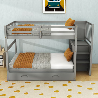 Full-Over-Full Bunk Bed With Twin Trundle And Drawer
