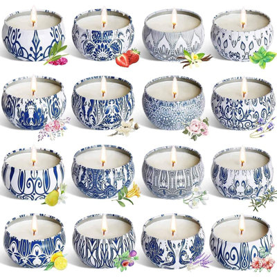 Scented Candles Gifts Set 16 Pack Soy Wax Travel Tin Jar Candles For Home 2.5 OZ Scented Candles For Christmas, Birthday, Thanksgiving, Mother's Day -  Wildon Home®, 2149601BE7BC4E30886D1F100C4A179A