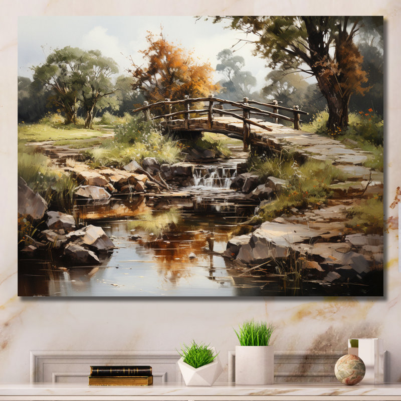 Art mural de style «pont», pont, vert, H 30 po x l 40 po, Toile tendue