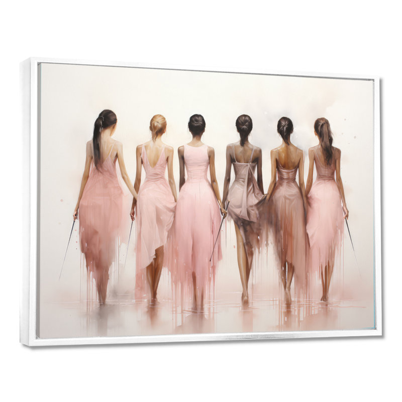 Pink Dance Quiet Ensemble - Danse encadrée, H 30 po x l 40 po x P 1,5 po, Cadre flottant blanc