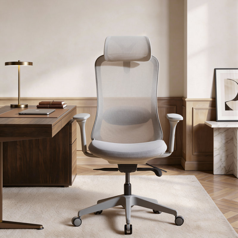 Ergonomic Mesh Task Chair, Adjustable Office Chair with 2D Headrest & 3D Armrest, Office Desk Chair with Lumbar Support, Recline Function,Gray