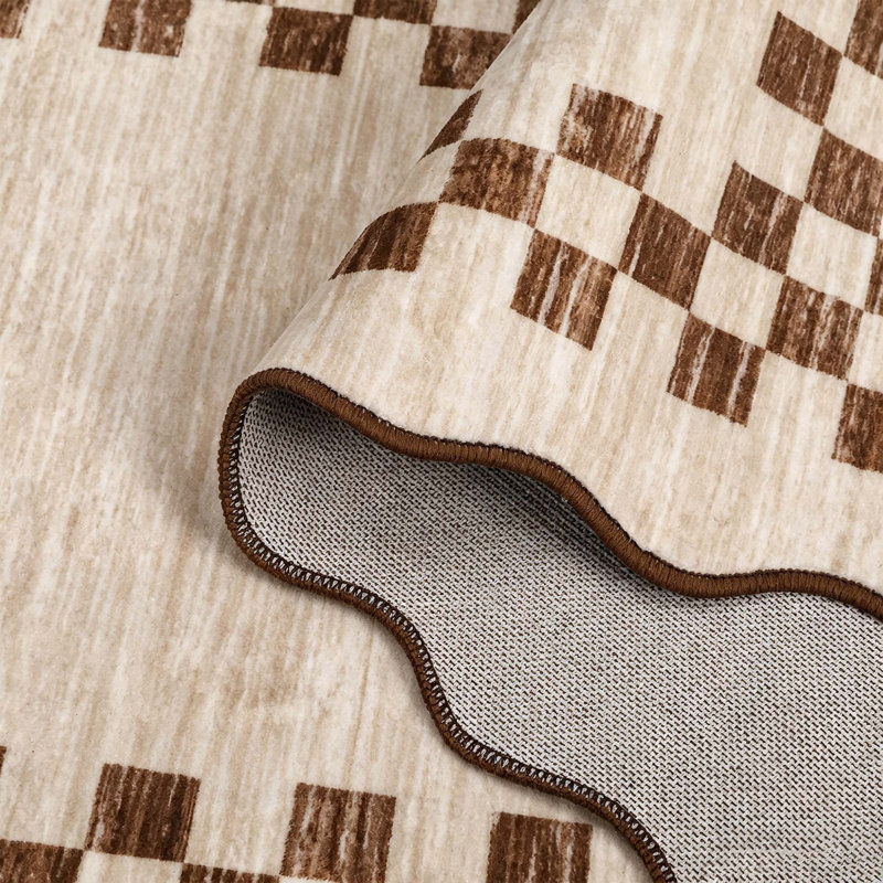 Tapis festonné lavable avec envers antidérapant, Chameau clair, 2 x 6 pi
