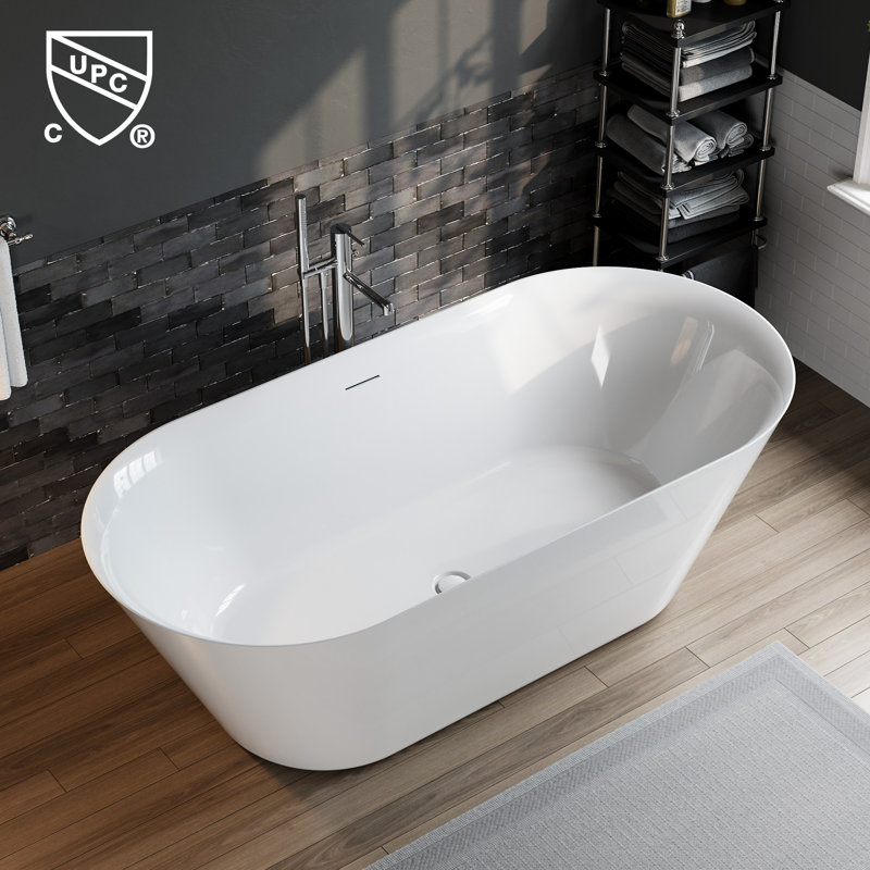 71" x 34" Freestanding Soaking Acrylic Bathtub