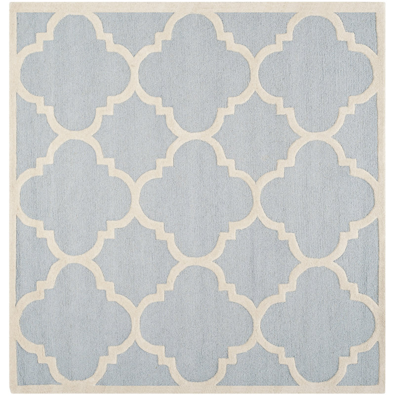 Cannen Hand Tufted Wool Geometric Rug, Square 6'