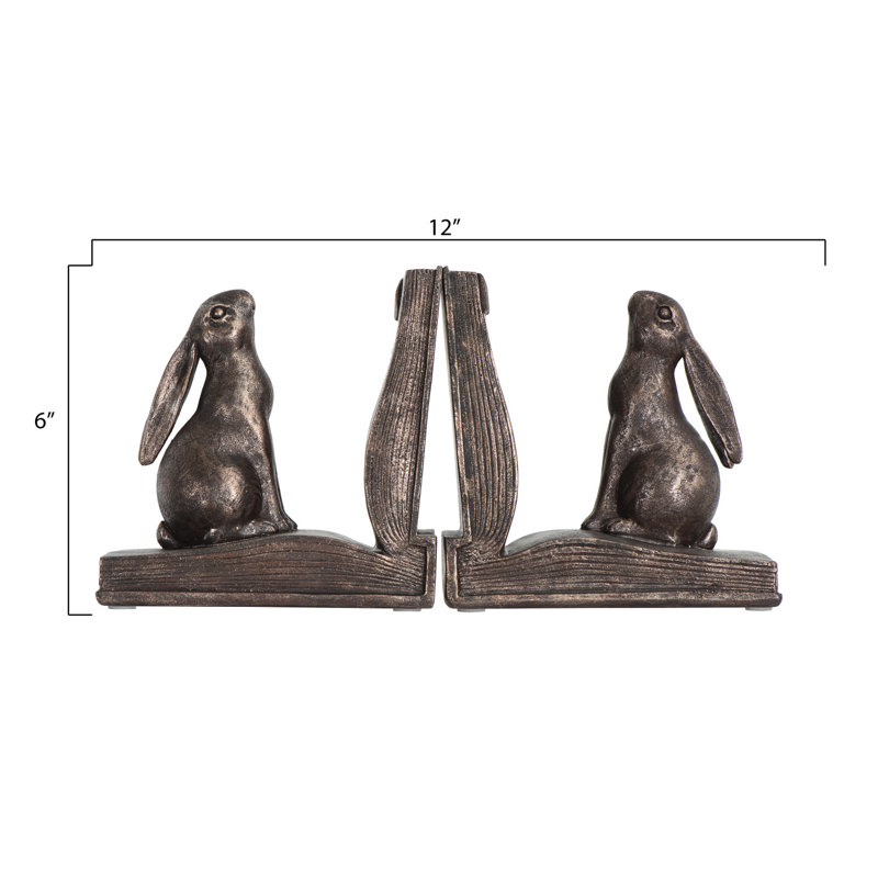 Lethe Decorative Rustic Resin Rabbit on Book Bookends