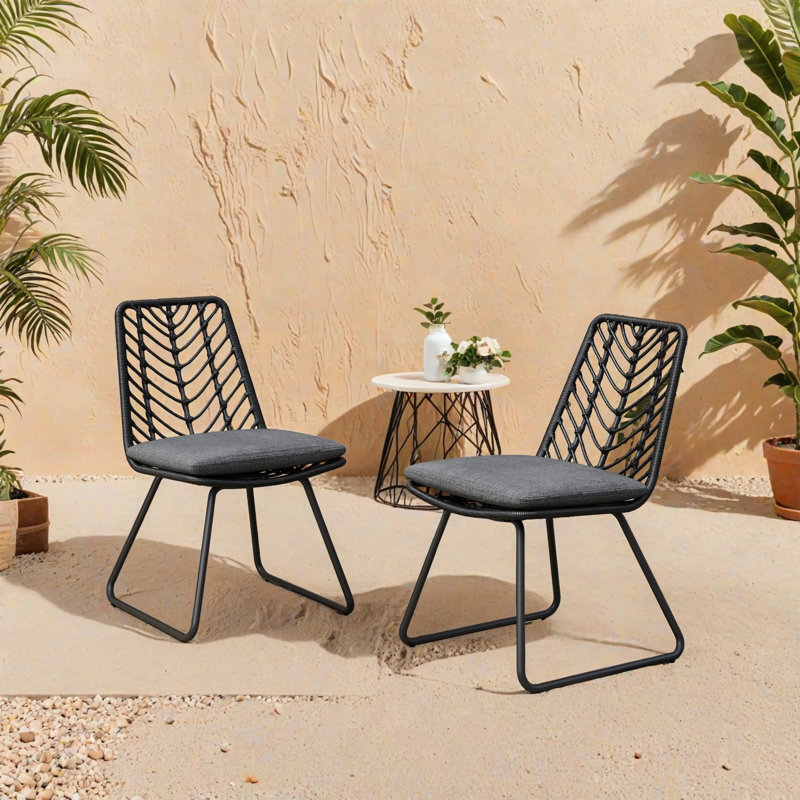Ensemble de 2 pièces, chaises de jardin en rotin, convenant à une utilisation extérieure, balcons et ensembles similaires, comprend 2 coussins