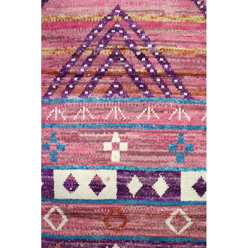 Tapis rose / mauve marocain unique 12 pi 4 po x 19 pi 7 po marocain