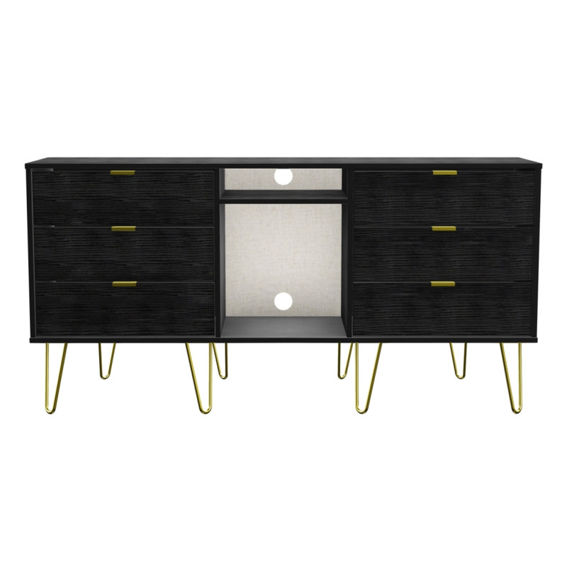 Fully Assembled Myakka 152 Cm Wide 6 Drawer Sideboard, Black