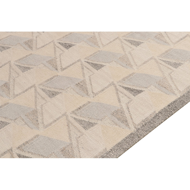 Hand Knotted Wool Geometric Area Rug, Rectangle 5' x 7'
