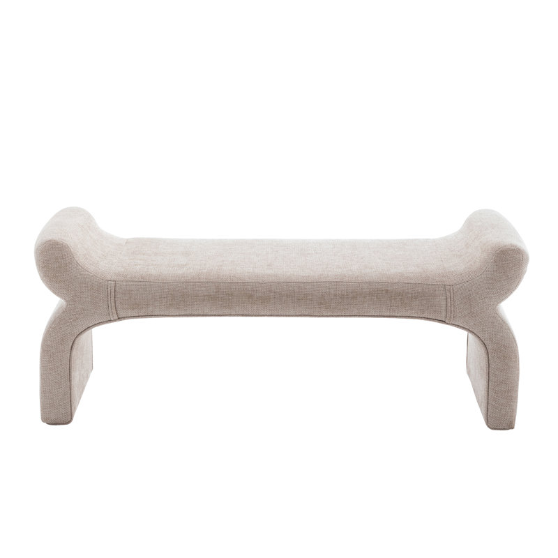 Wrought Studio™ Cleve Fabric Waterfall-like Bench, Beige