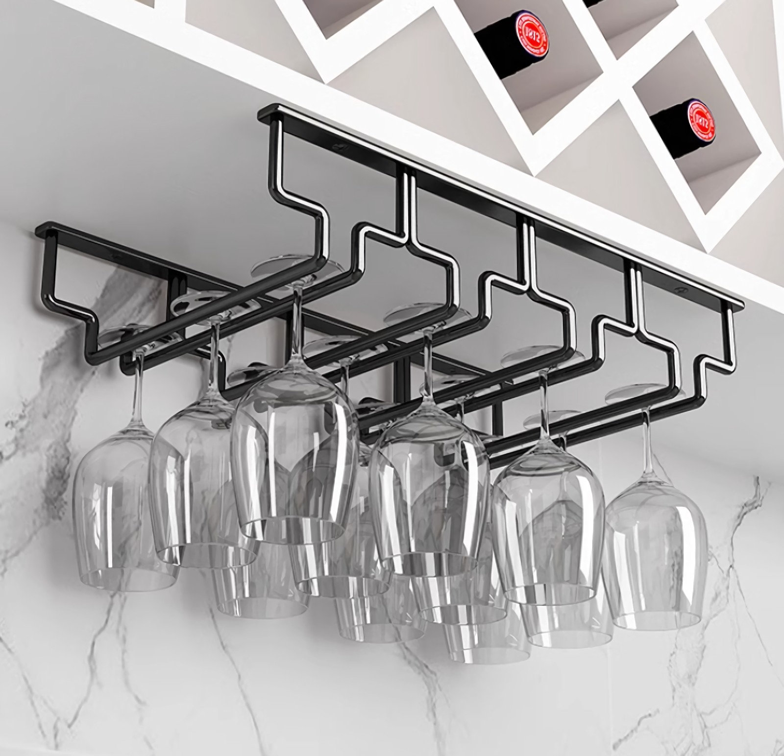 Martini Glass Ceiling Hung Wine Glass Rack | Shelly Lighting Wine Glass ...