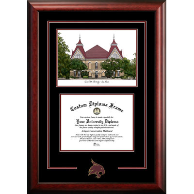 Cadre de lithographie bobcats avec des images campus texas state NCAA