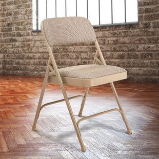 400 lbs. Weight Capacity Folding Chair with Cushion by BrylaneHome in Taupe Extra Wide Seat w/ Free Seat Cushion