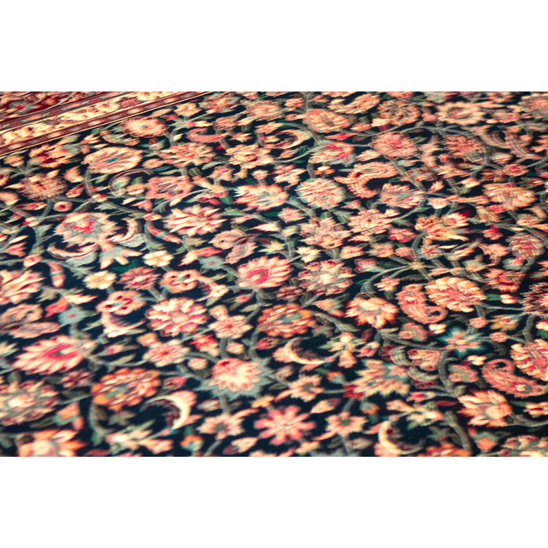 Hand Knotted Wool Area Rug in Navy And Wine