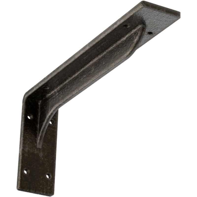 Support en acier Embrey, H 5,25 po x l 2 po x P 12 po, Argent chaud antique