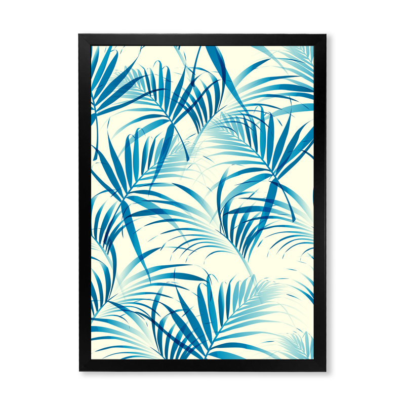 Motif de feuilles tropicales - art mural traditionnel sur toile, Toile avec cadre photo noir, H 20 po x l 12 po x P 1 po