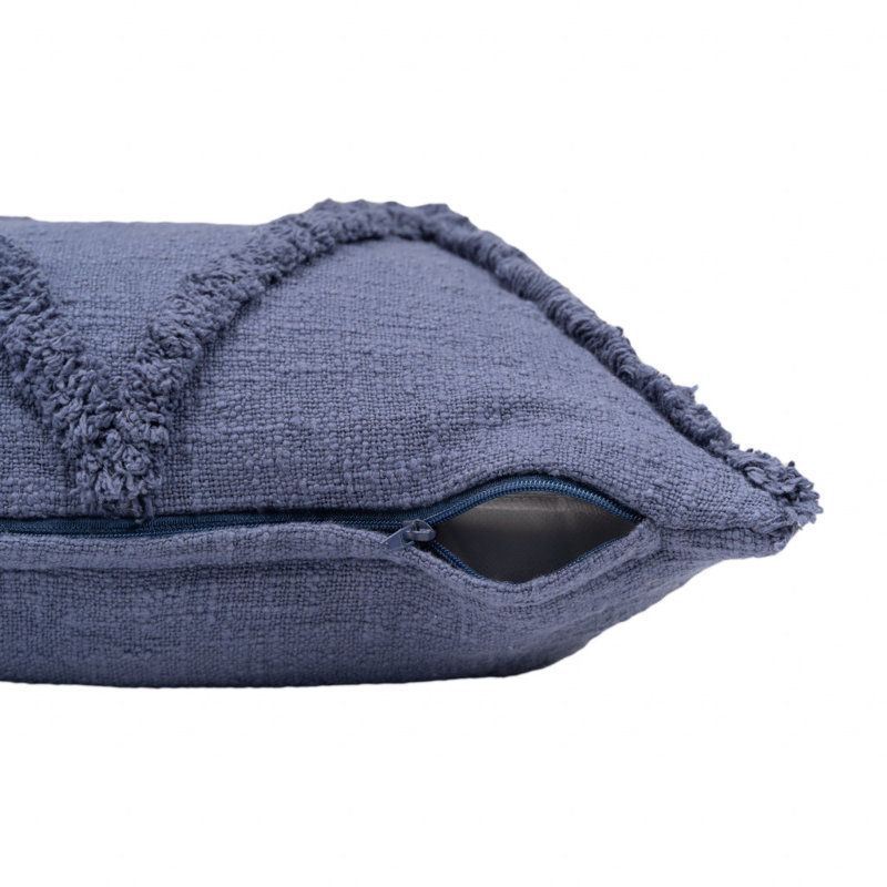 Bengal 100% Cotton Throw Square Pillow Cover & Insert, 18"H x 18", Denim Blue