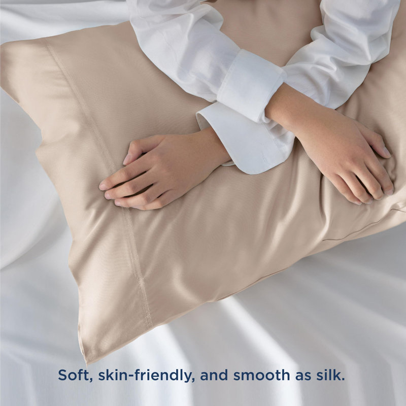 Rayon from Bamboo Cooling Pillowcase, Khaki, King Pillowcase