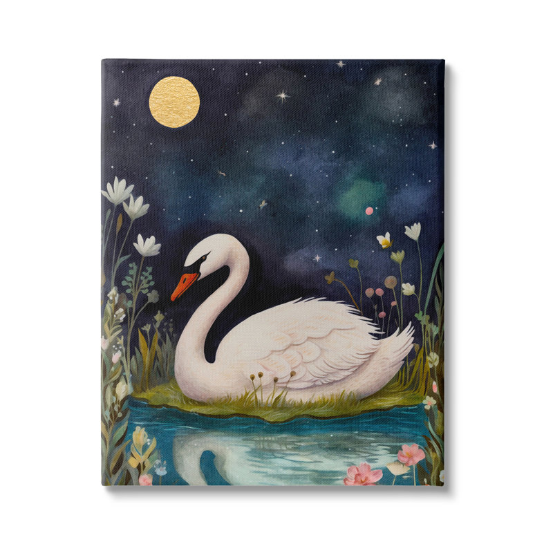 «Sleeping Swan Night Sky on Canvas» par The Dutch Lady, reproduction, H 20 po x l 16 po x P 1,5 po