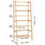 Étagère en bambou à 4 niveaux, étagère en rotin, bibliothèque ouverte trapézoïdale, support de rangement pour présentoir, support pour plante à fleurs autoportante, étagère échelle idéale pour la salle de bain, la chambre à coucher, le bureau, le bureau, naturel