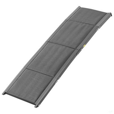 Rampe pour chien pour voiture, L 63 po x l 17 po, rampe pliante pour chien de taille moyenne et grande pesant jusqu'à 250 lb, rampe d'escalier pour animal de compagnie avec surface en tissu Oxford antidérapant, rampe pour voiture d'extérieur portable pour VUS et camion